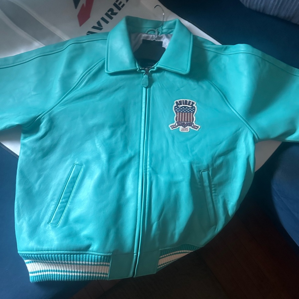 Avirex Teal Leather Jacket